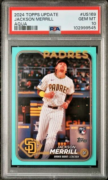 💎2024 Topps Update Fanatics Aqua ~900 #US169 Jackson Merrill RC PSA 10💎