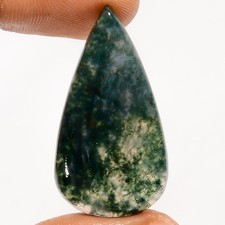 100 Natural Moss Agate Pear Shape Cabochon Gemstone 24 Ct. 35X19X4 mm EE-51891