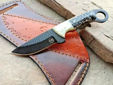 HANDFORGED CUSTOM HUNTING COWBOY SKINNER KNIFE WITH  RESIN HANDLE&SHEATH