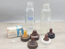 VTG Glass Baby Bottles Evenflo Nursmatic Nipples, Box, 1 Insta Valve. Read