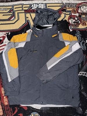 Columbia Vertex Interchange 3-in-1 Jacket Men s XXL Grey Yellow Hooded Ski Coat