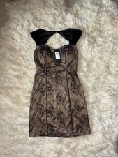 GUESS Size 0 Black Beige Floral Lace Sheath Dress Sweetheart Sleeveless Zip