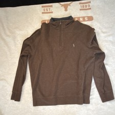 Polo Ralph Lauren Men's M Brown Solid Knit 1/4 Zip Mock Neck Sweater
