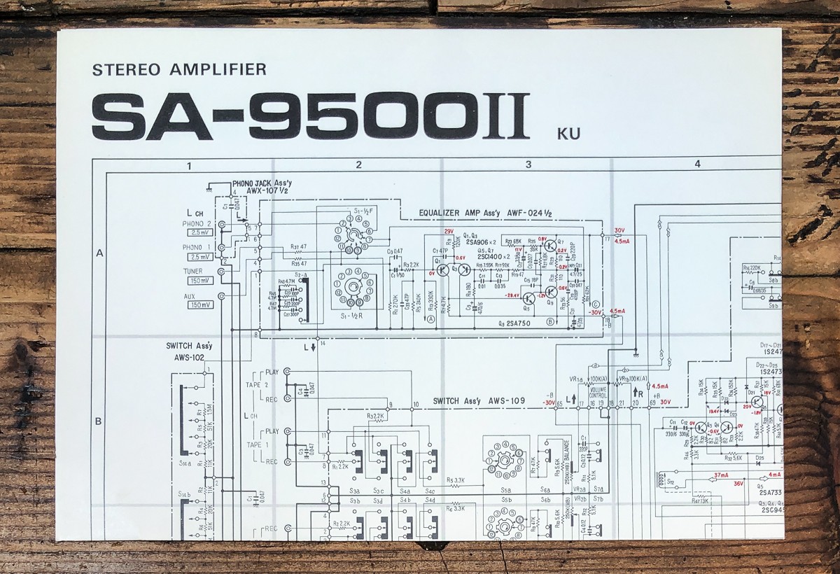 Pioneer SA-9500 MK2 KU Amplifier Fold Out Schematic *Original*