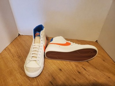 Nike Blazer Mid Top Colorblock White/Orange/Blue Leather Lace-Up Sneaker