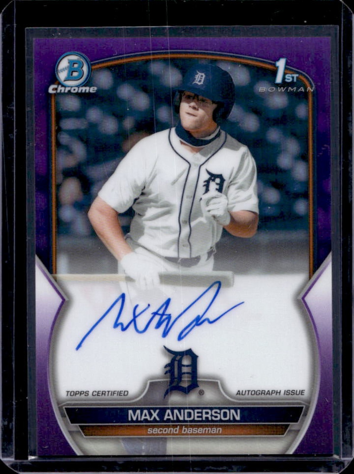 2023 Bowman Draft Max Anderson Chrome Auto Purple Refractor 1st #/250 Tigers