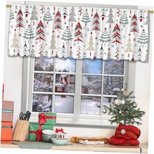 Merry Valance Curtain for Kitchen Trees 18"W x 54"L Pack of 1 Christmas
