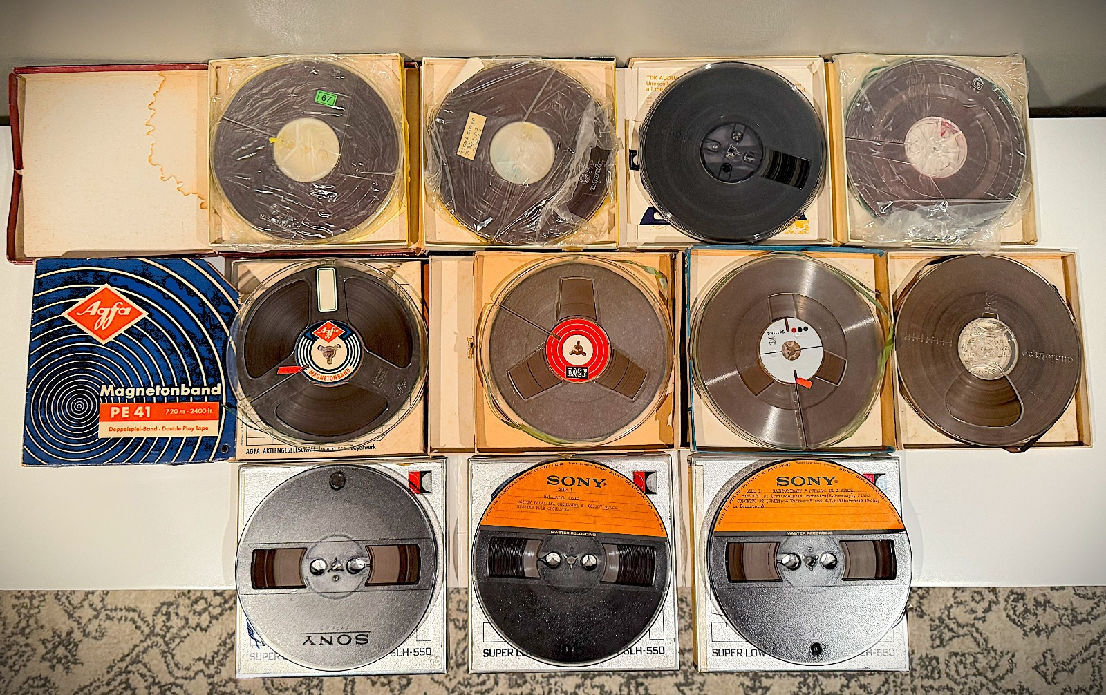 11 Professional TDK, BASF, AGFA, and Other 1/4" Tapes with Reels