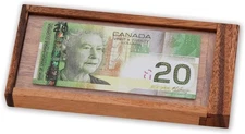Wooden Money Puzzle Box Brain Teaser Gift Case