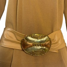 Vintage Women's Artisan Handmade Wide Waist Leather  Metal Statement Belt Boho