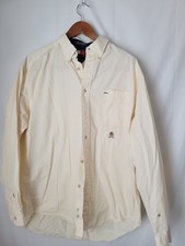 Tommy Hilfiger Men's L 100 Cotton Cream Long Sleeve Button Down Shirt Classic