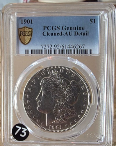 1901-P Morgan Silver Dollar PCGS-Graded/Gold Shield AU Detail Historic Free Ship