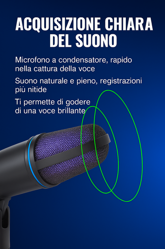 Microfono USB RGB a Condensatore per Gaming Podcast Streaming PC Laptop Studio - Imagen 4 de 7