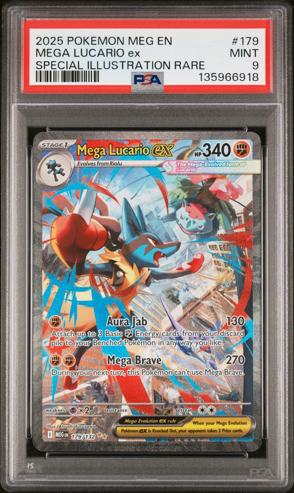2025 POKEMON MEG EN-MEGA EVOLUTION #179 MEGA LUCARIO EX PSA 9