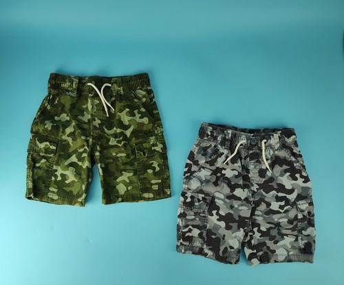 Childrens Place Boys Size 7 Draw String Elastic Camo Shorts Lot Green Gray Grey
