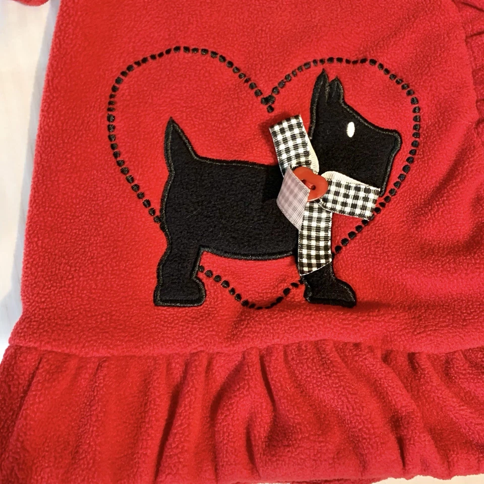 Abrigo de guisante vintage para niñas talla 6/6X rojo Scottie Dogs ribete de piel con capucha Foto 3 de 4