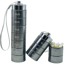 Pill Box Metal Medicine Dispenser Case Weekly Tablet Organizer Container 7 Day