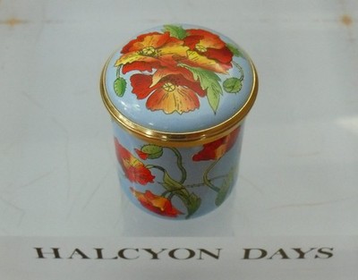 Halcyon Days Mohnblumen Schraubverschluss Emaille Box - 1 3/8'' (3,5 cm)