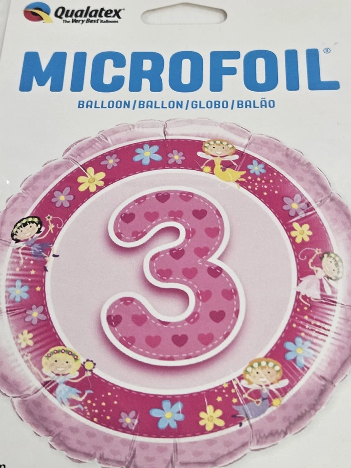 Bailarinas rosas Qualatex 18 pulgadas de aluminio globo de helio cumpleaños 3 años NUEVAS Foto 2 de 4