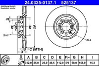 2X Bremsscheibe Powerdisc ATE 24.0325-0137.1 FüR Audi A4 A6 B7 B6 Seat C5 Skoda