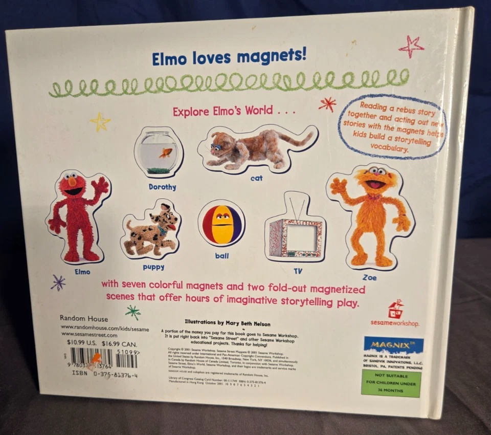 2001 vintage Welcome to Elmo's world A Magnetic Playbook NEW Foto 3 de 3
