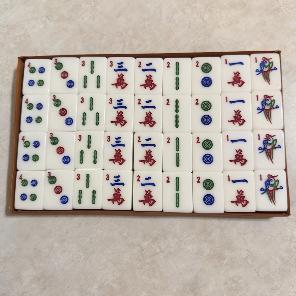 Mahjong Light Blue White 144 Tiles + 4 Blanks Set With Portable Box FAST SHIP - Image 4 of 4