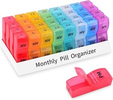GREENCYCLE 30 Day Pill Organizer AM PM Monthly Pill Box 2 Times Daily Vitamins