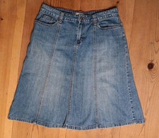 Vtg Y2k Tommy Hilfiger Denim Midi Skirt Women 10 Medium Wash A Line Panelled