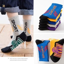 5X Kids Basketball Socks / Mid Calf Sports Socks / Athletic Boys Girls Socks