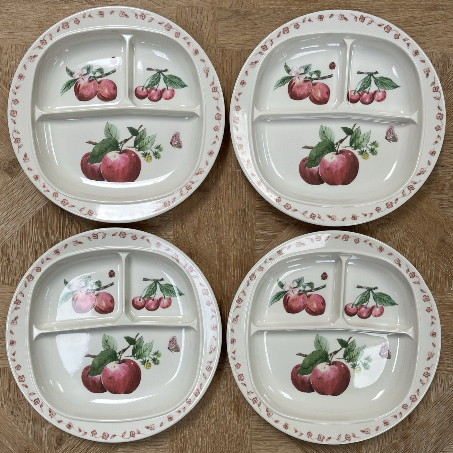 Vtg Pfaltzgraff Divided Melamine Plates Set/4 "Delicious" Pattern Rare NOS Read
