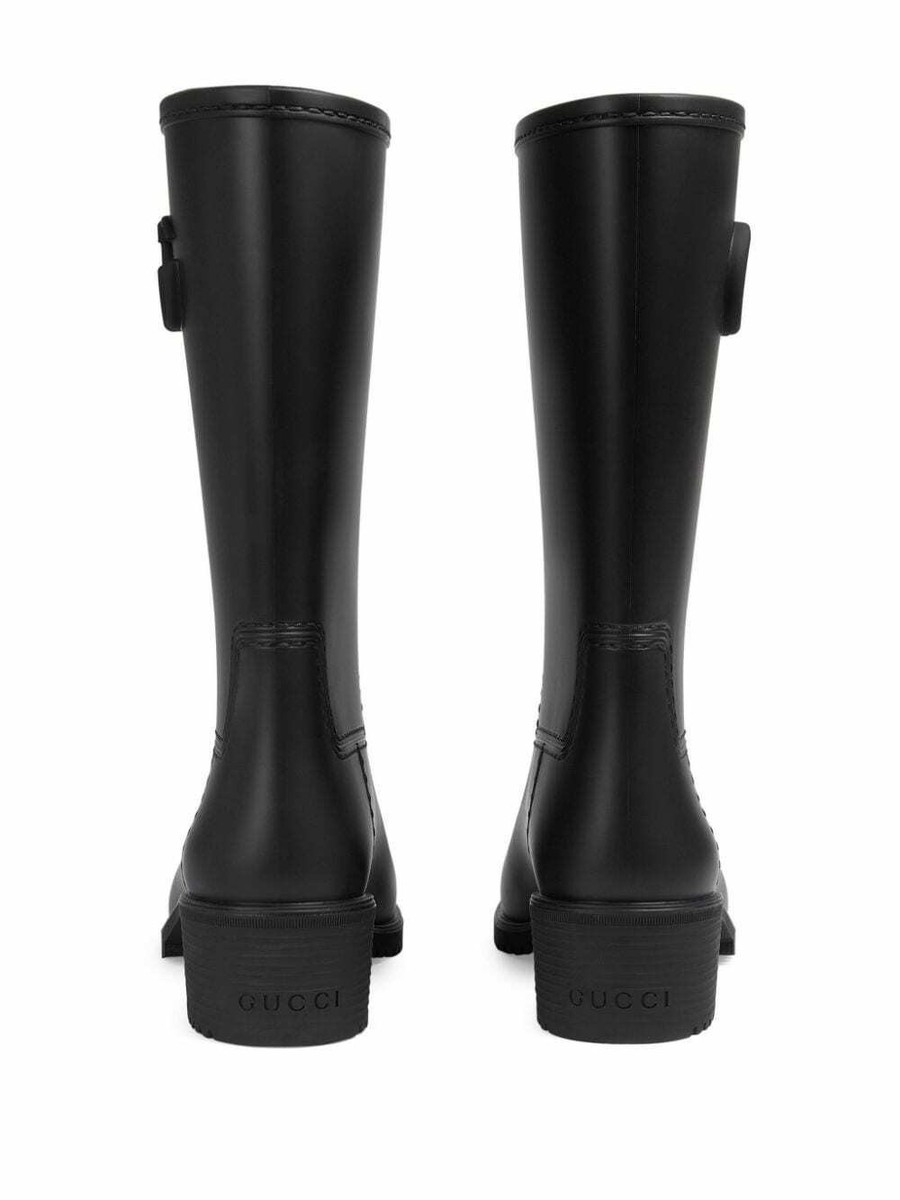 Authentic Women's Gucci Double G Rubber Rain Boots 36 (US 6