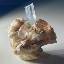 Aquamarine & Imperial Topaz Crystal Natural Gemstone Cluster Rough Specimen