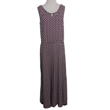 Talbots Floral Maxi Dress Womens Size Large Blue Pink Stretch Knit Sleeveless