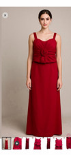 Mac Duggal Red Dress With Cropped Jacket  Size 6 W/ Detailed Embroidered Roses