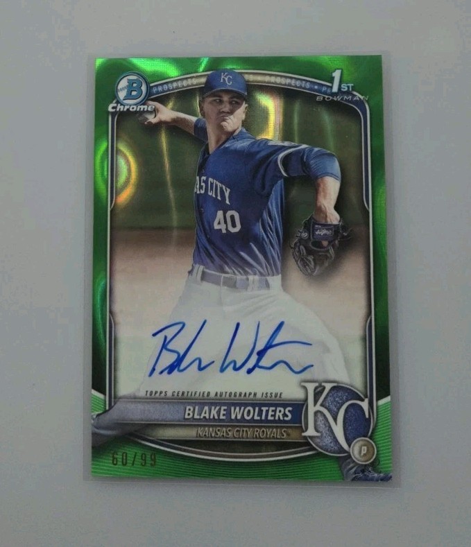 BLAKE WOLTERS 2025 BOWMAN CHROME 1ST Green Lava /99 REFRACTOR AUTO