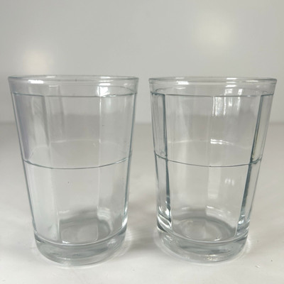 Vintage Pasabahce Rectangle Design Set of 2 Juice Glasses 4'' Retro MCM Geometric
