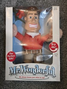 VINTAGE NOS Mr. Wonderful Talking Doll 2003 RARE Red Shirt & Rose In Box Works!