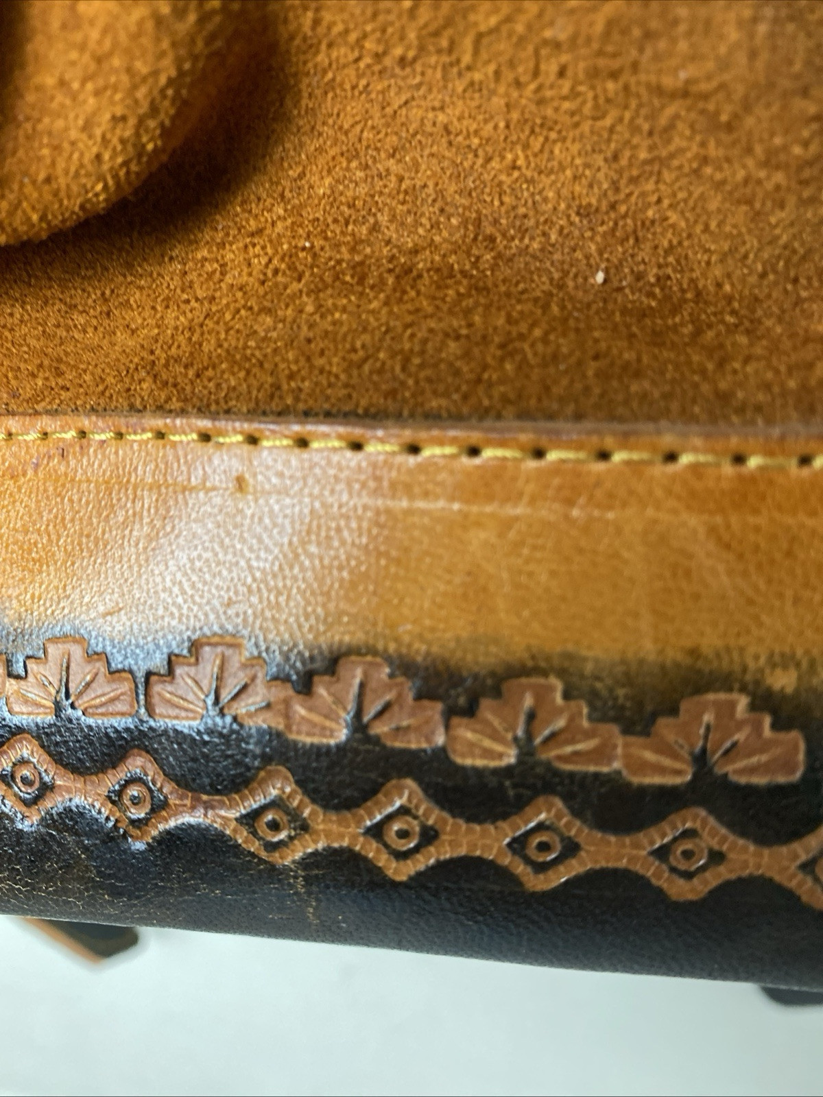 Peruvian Inca Brown Suede Leather Backpack Tribal… - image 13