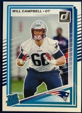 2025 PANINI DONRUSS #345 WILL CAMPBELL (NEW ENGLAND PATRIOTS) ROOKIE CARD. rookie card picture