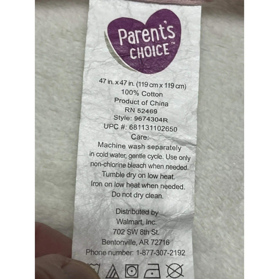 Manta de muselina corazón blanco rosa para bebé 43x44 Parent's Choice Foto 3 de 4