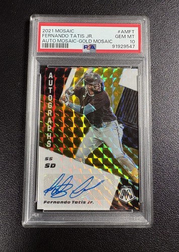 Fernando Tatis Jr. [Gold Mosaic] #AM-FT 2021 Panini Mosaic Autographs card
