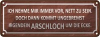Blechschild 10X27 Cm Ich Immer Nett Doch Arschloch Dekoration Spruch Zitat Deko