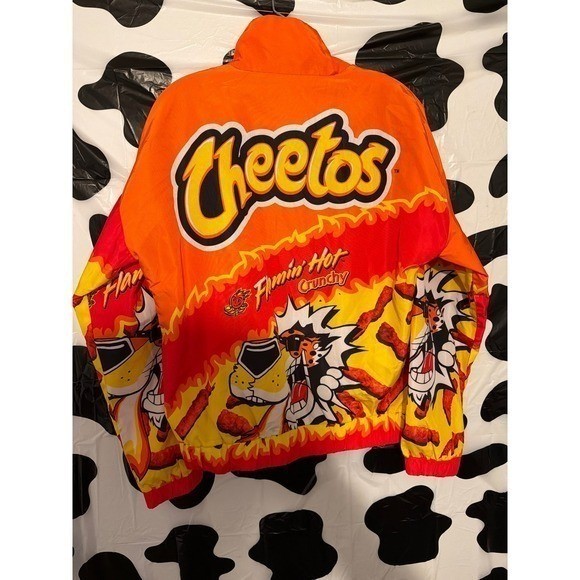 Forever 21 Cheetos Flamin Hot Crunchy Windbreaker Jacket Chester Cheetah Orange - second product detail image