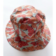 Toddler Girl's Millymook Orange Butterfly Reversible Bucket Hat Size 2-5 Years