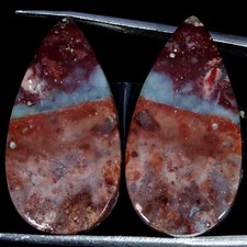 25.90Cts 100 Natural Aqua Chalcedony Pair Pear Cabochon 13X26X4MM