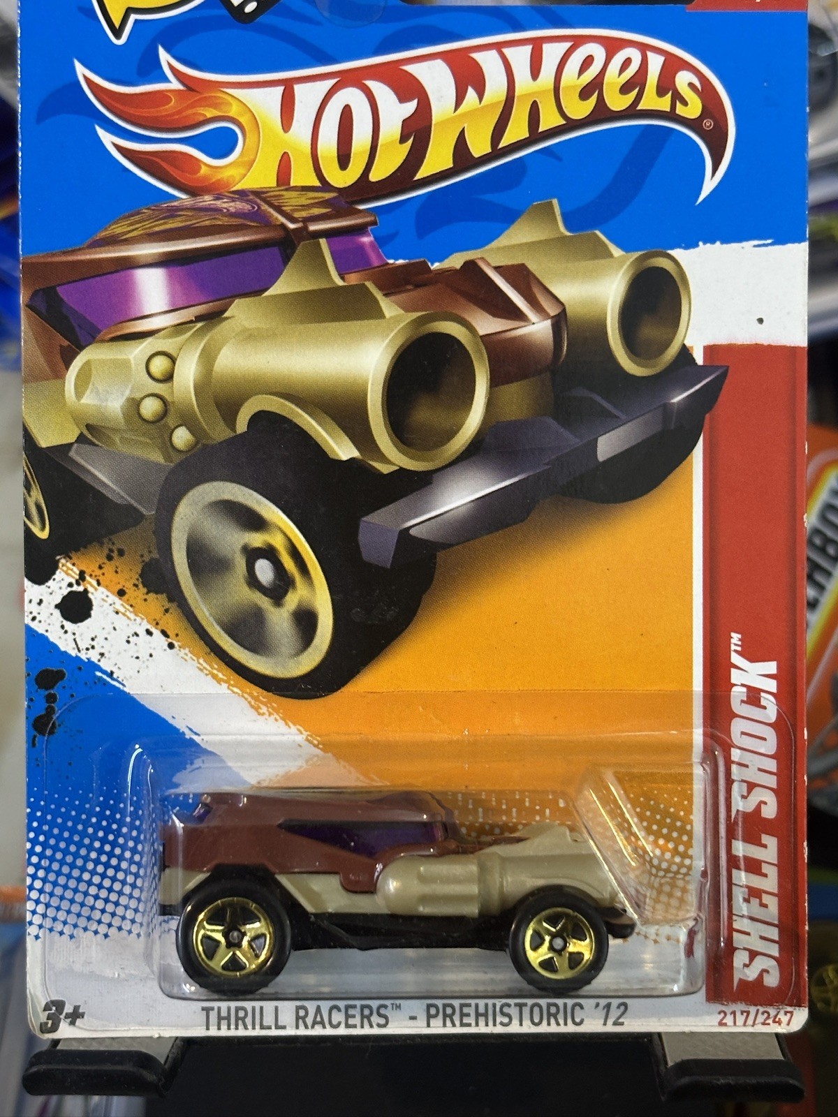 Hot Wheels 2012 Thrill Racers Prehistoric #217 Shell Shock Tan & Brown w/ 5SPs