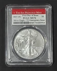 🌟 2021(S) SILVER EAGLE T2 SAN FRANCISCO MINT FIRST DAY OF ISSUE PCGS MS70 RED🌟