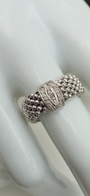 Gabrielle Bruni 1/8 CTW Diamond Sterling Silver Mesh Women's Band Ring Size 7.5