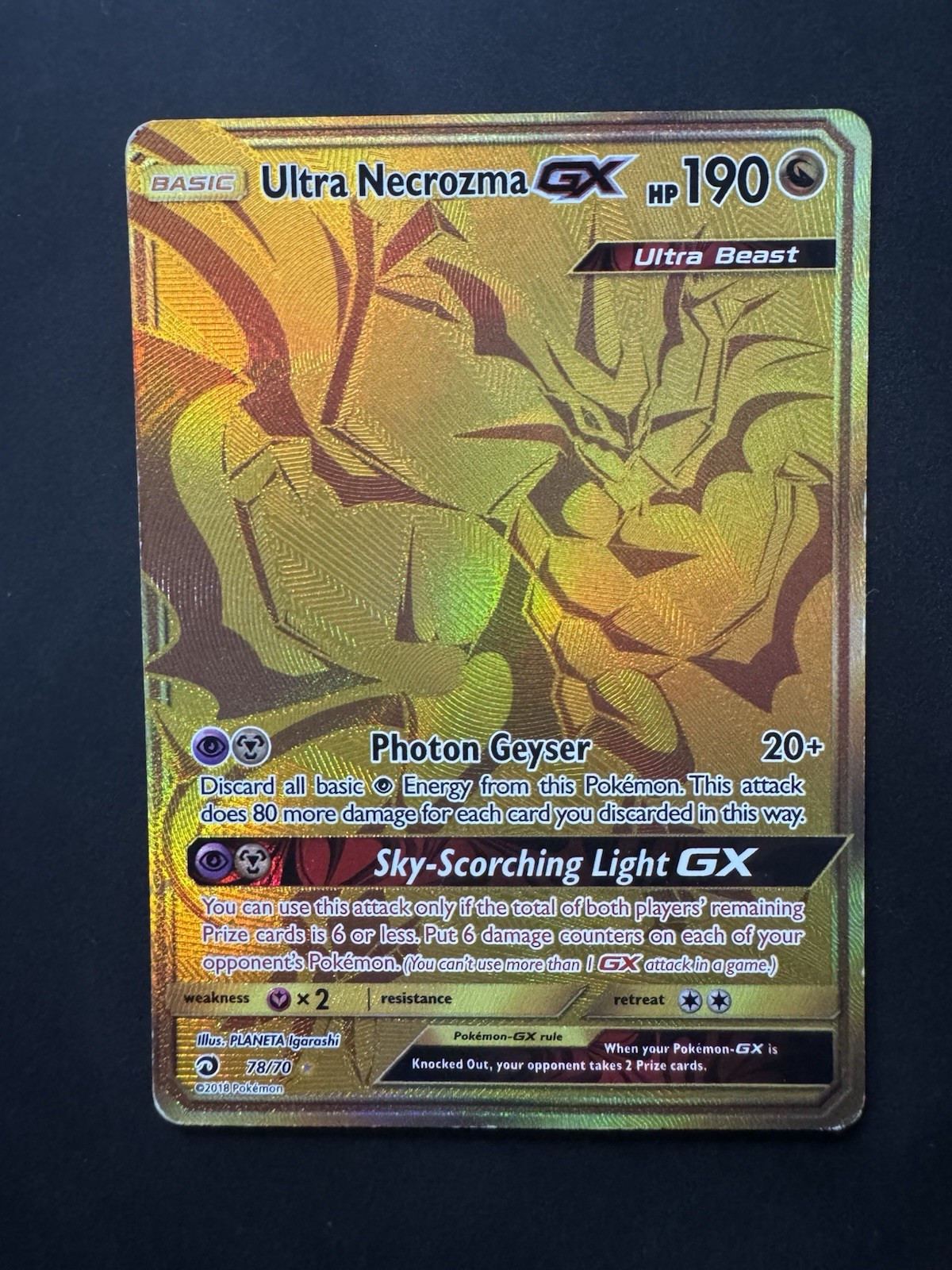 Pokémon TCG Ultra Necrozma GX 78/70 Dragon Majesty Secret Rare Full Art Holo HP