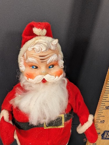 Vintage Babbo Natale in piedi figura 10 pollici tuta in feltro stivali di plastica vacanza... - Foto 5 di 7